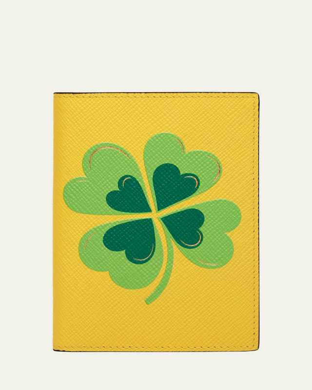 Clover Charm Passport Cover in Panama Leather